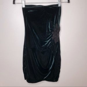 Asos | Dark Green Velvet Strapless Mini Dress